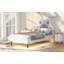 Lit plateforme simple tapissier avec tête de lit en forme de patte d'animal et DEL, rose