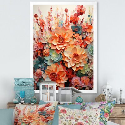 Ingleview Orange Pink Succulents Flowers I - Succulent Wall Decor