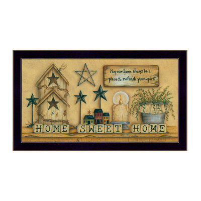 "Home Sweet Home" par Mary June, reproduction d'art mural, affiche prête à accrocher, cadre noir