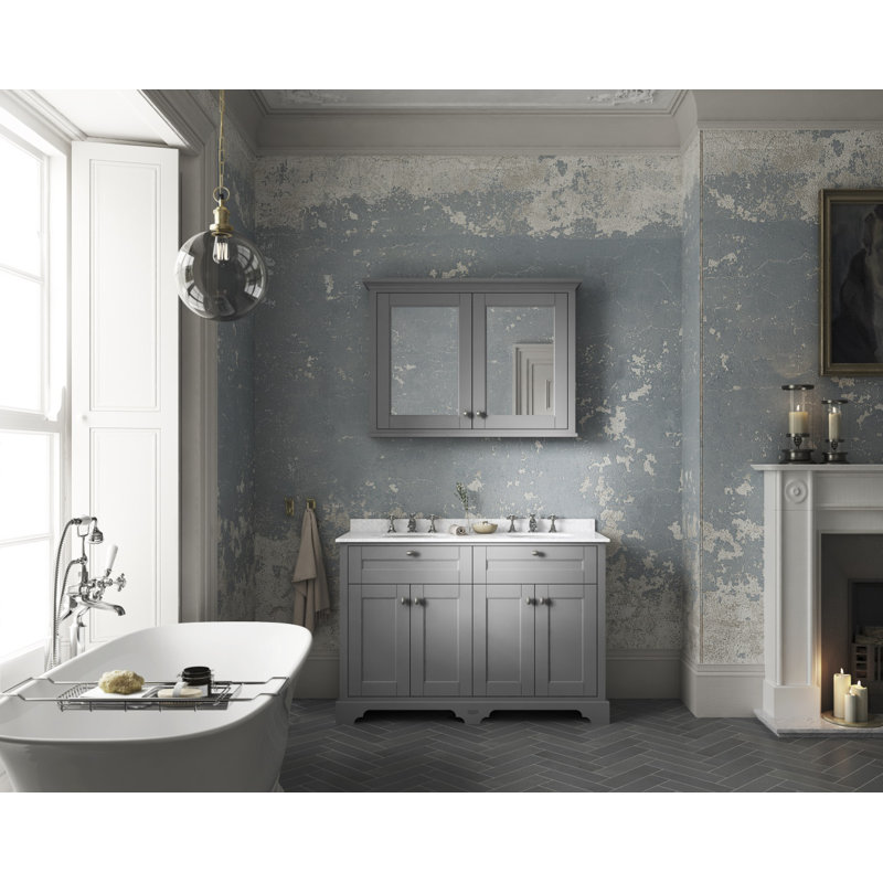 Old London 1200mm Free-Standing Double Vanity Unit, White, Storm Grey
