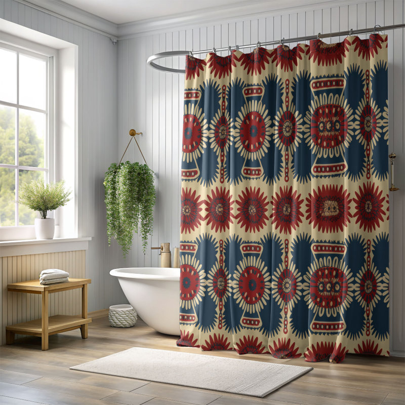 Boho Weaves - Rideau de douche Premium, H 74 po x l 71 po