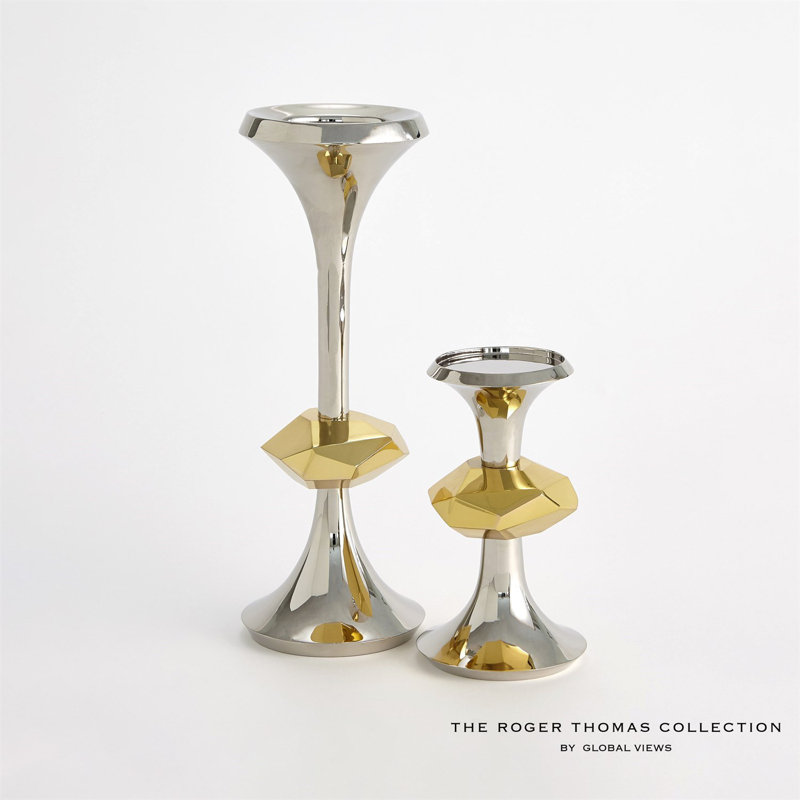 Gabriel Nickel Candle Holder-Lg
