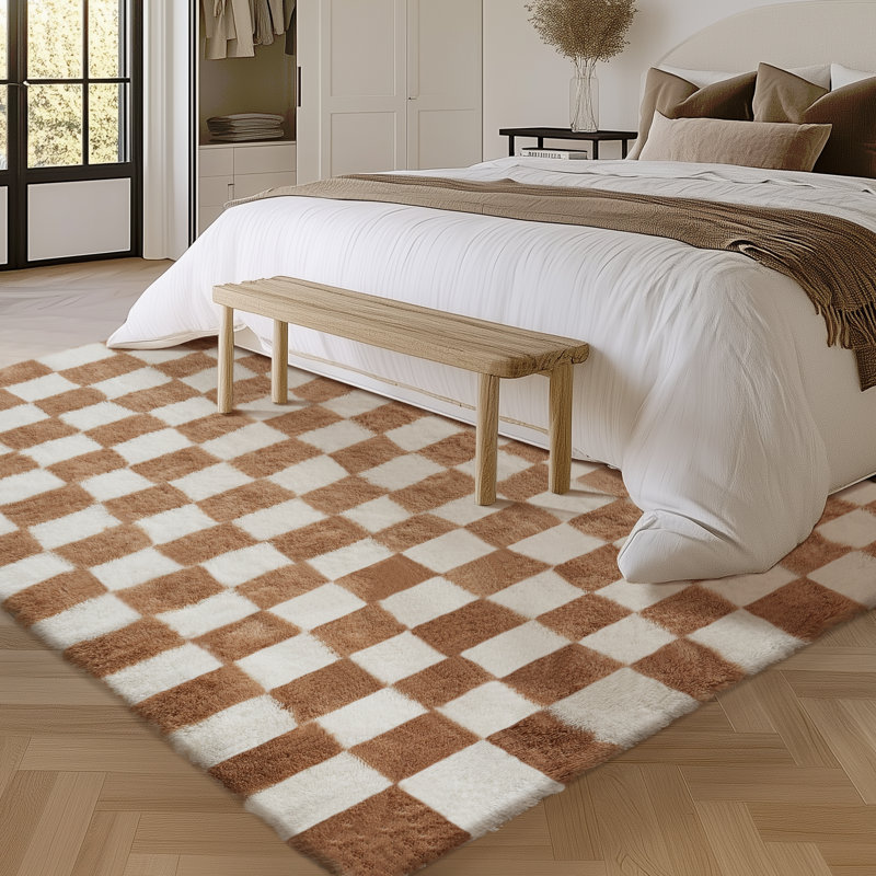 Tapis à poil long Celi, Brun pâle, Rectangle 6 pi x 9 pi