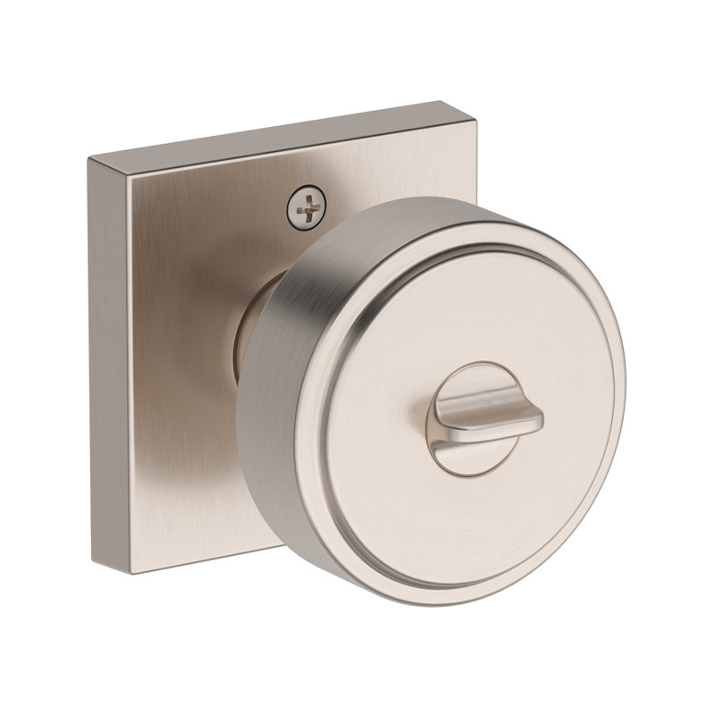 Vashon Keyed Entry Knob with Contemporary Square Rose in Polished Chrome, Satin Nickel