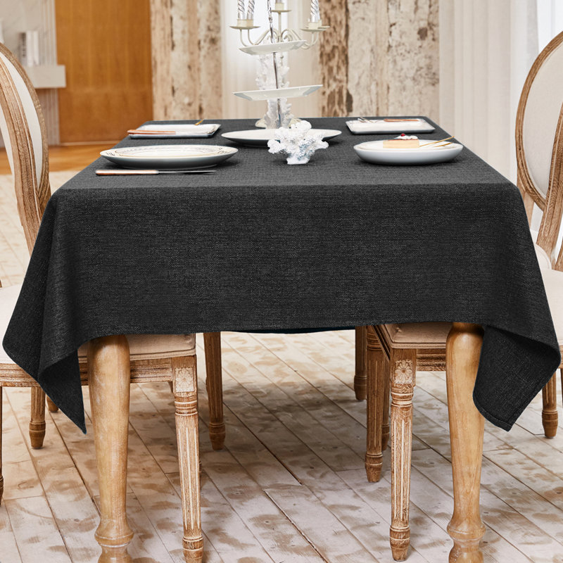 Gimena Fall Rectangle Stain Resistant Tablecloth, Black, 118" L x 57" W
