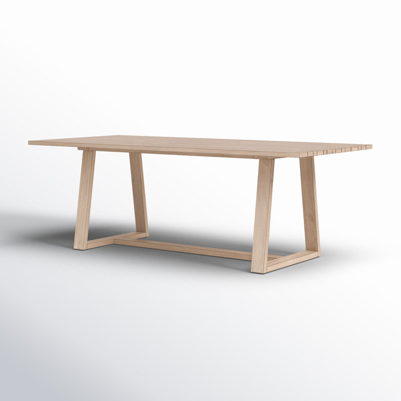 Minimalist Nude Teak Rectangular Outdoor Dinner Table