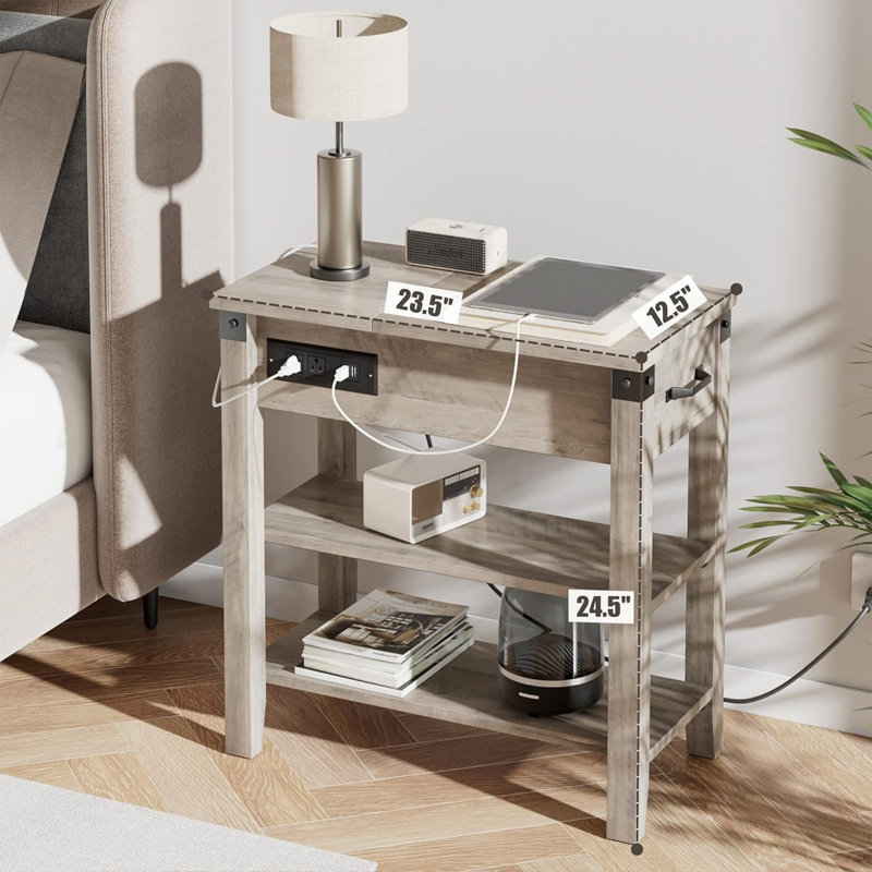 Brenndon Solid Wood End Table Set, Brown, Brown