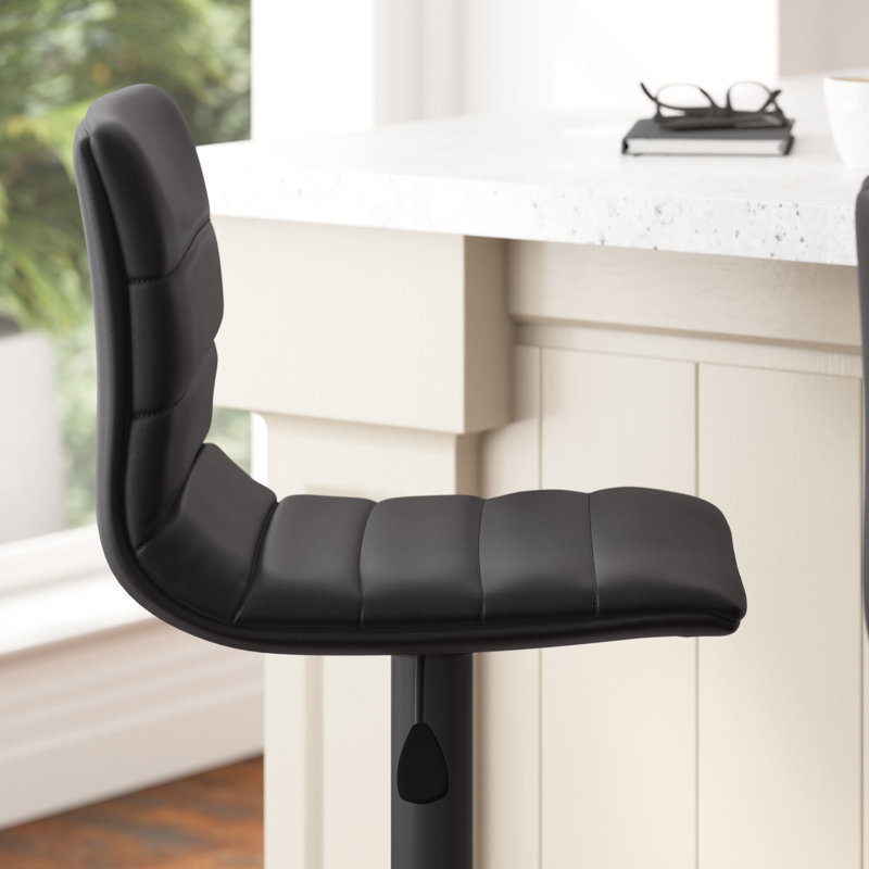 Rochester Swivel Upholstered Adjustable Height Counter Stool with Metal Frame, Black