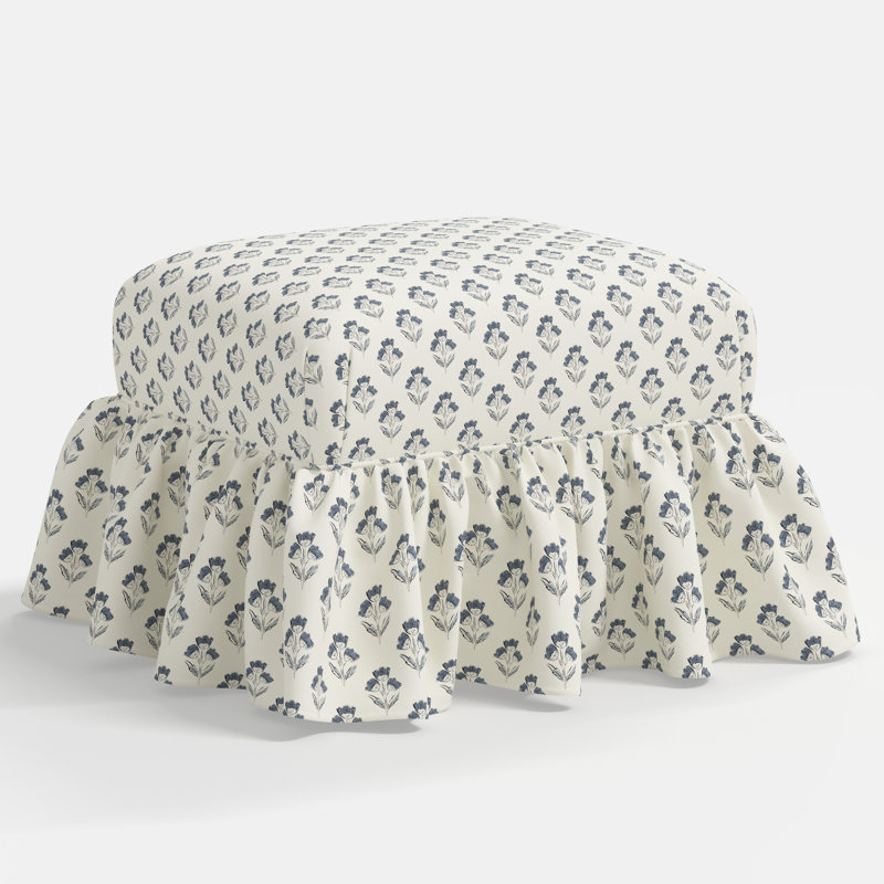 June Upholstered Ottoman, Francie Blue