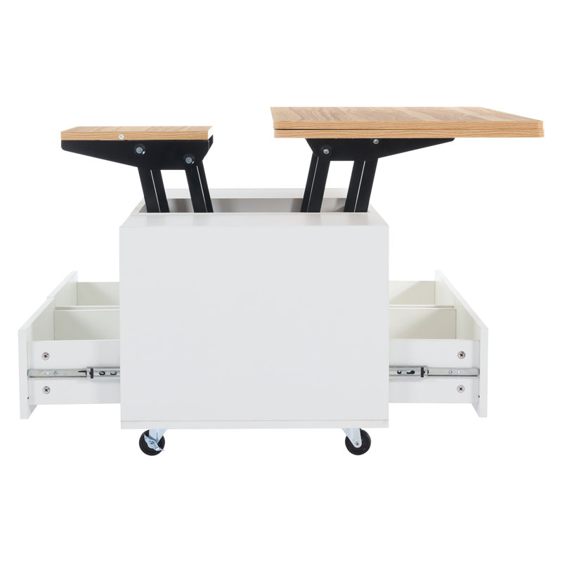 Lift Top Pedestal Coffee Table with Storage, Natural
