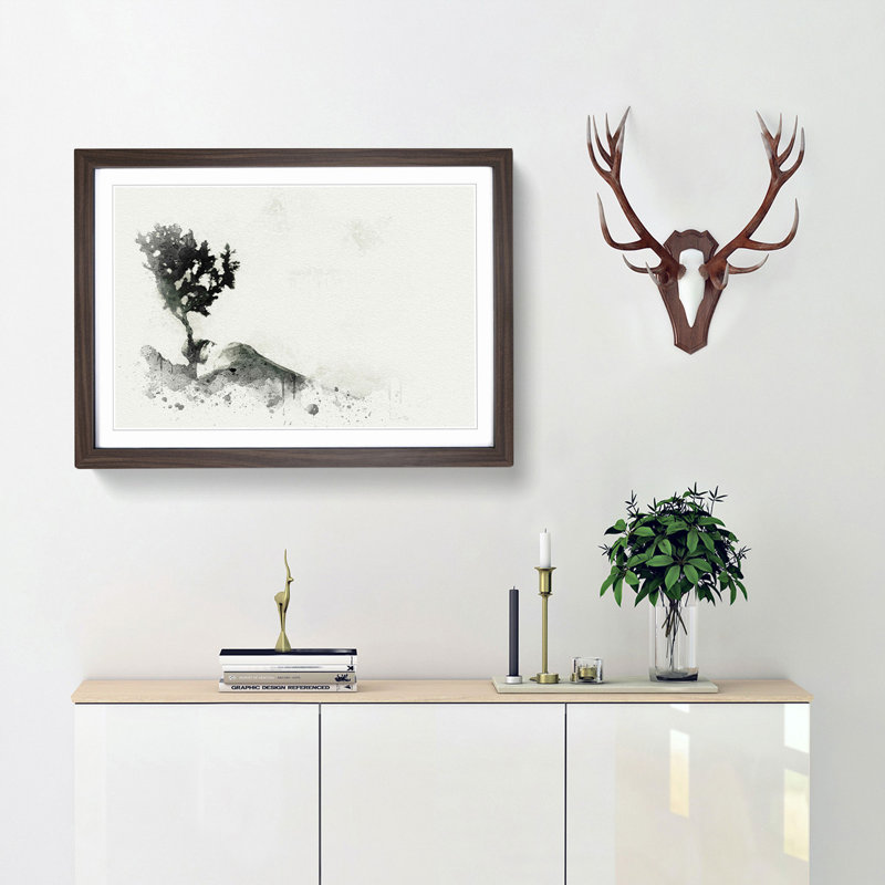 Growing Bonsai Tree in Abstract - Picture Frame Graphic Art Print, 36cm H x 48cm W x 2cm D, Walnut Framed