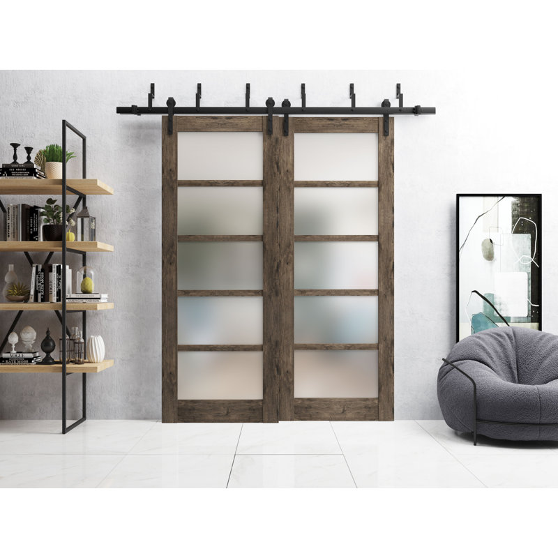 Portes à panneaux coulissantes à panneaux Quadro, Chêne cognac, 56 po x 80 po