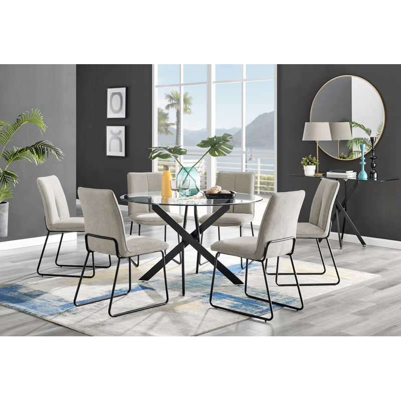 6 - Person Counter Height Dining Set, Beige/Black