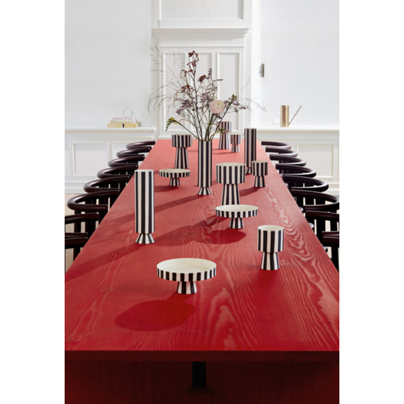 Toppu Handcrafted Table Vase, White/Black