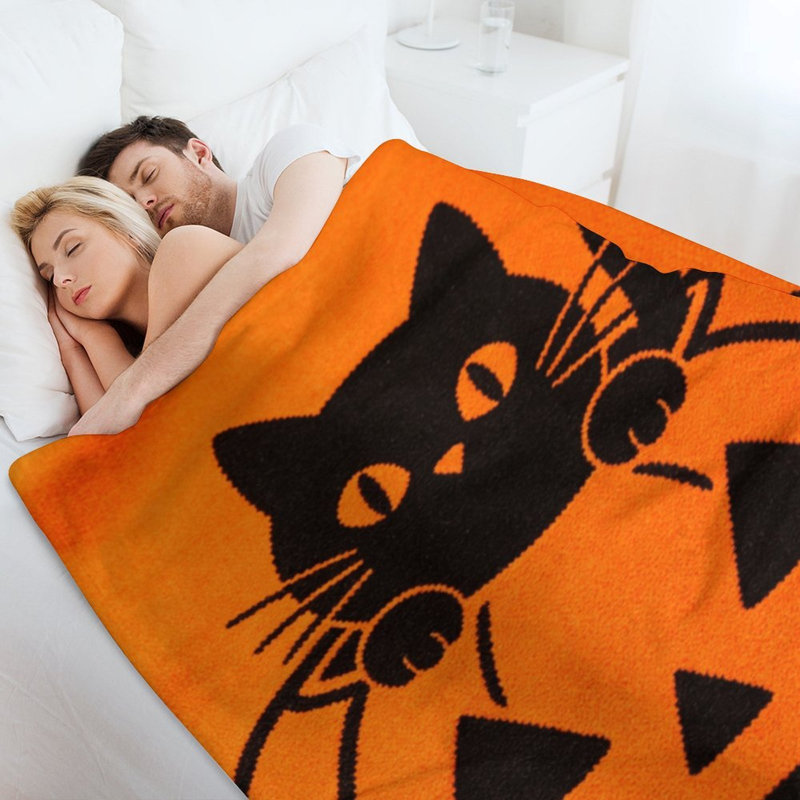 Jeté de chat en flanelle de luxe Black Sitting_2, 50 x 60 po