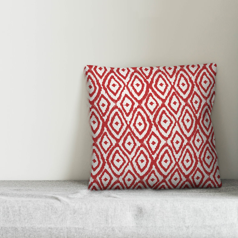 Geometric Throw Pillow, 16" x 16", White/Red