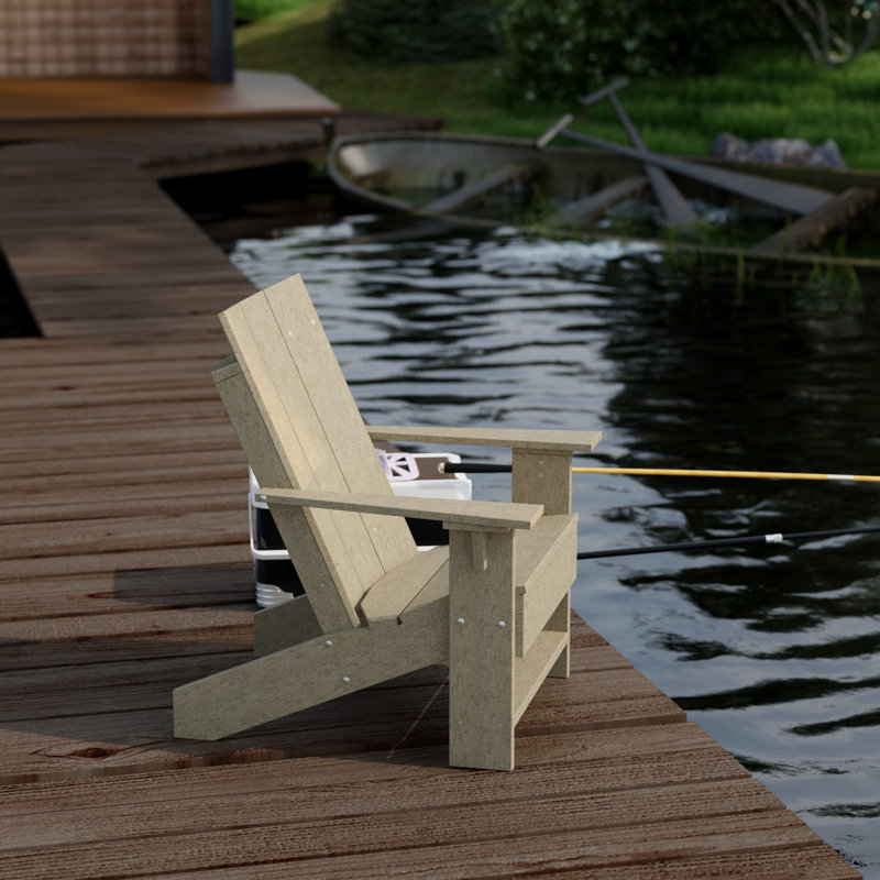 Contemporary Adirondack Chair, Weathered Wood