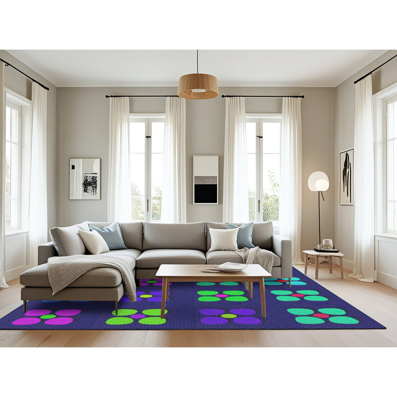 Tapis mauve/bleu à tisser électrique, Rectangle 8 pi x 10 pi