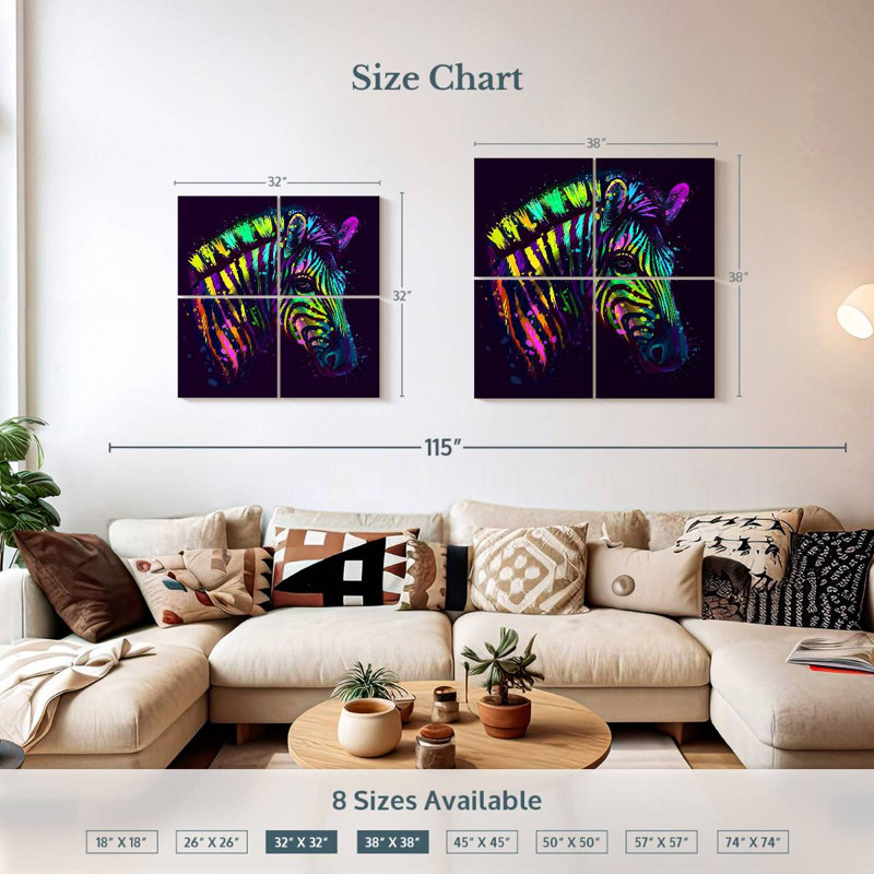 Brampt Neon Striped Zebra, 32" H x 32" W