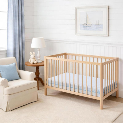 4" Portable Dual Sided Playard Mini Crib Mattress (Firm & Plush) - Gel-Infused Memory Foam, Breathable Cooling Cover - CertiPUR-US Certified (Blue & White)