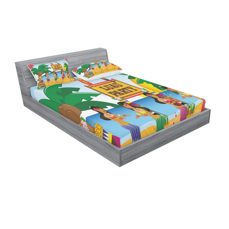 Ensemble de draps Hawaiian Luau Py, Ensemble de drap pour grand lit avec drap-housse
