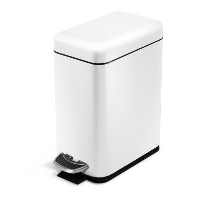 Home Zone Living 1.3 Gallon Slim Stainless Steel Trash Can with Step-On Pedal and Soft-Close Lid