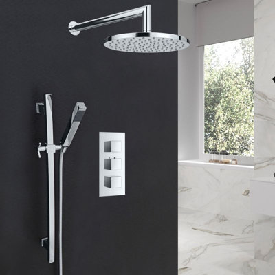 Juno 10"Chrome Plated Wall Mount Shower Head Set with Hand Shower