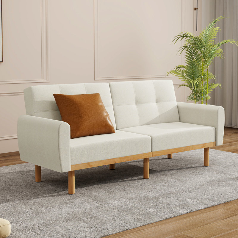 Canapé-lit simple convertible de 79,3 po Gabouray, Lin beige