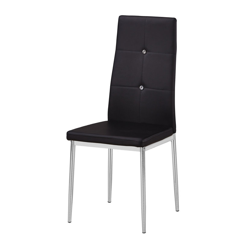 Dawley 16'' H Tufted Faux Leather Upholstered Side Chair, Black
