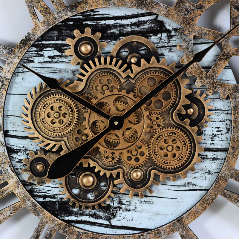 Solid Wood Wall Clock, White/Grey