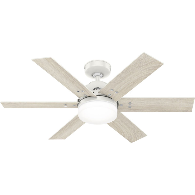 44" Pacer 6 - Blade Ceiling Fan with Lights and Remote, White 