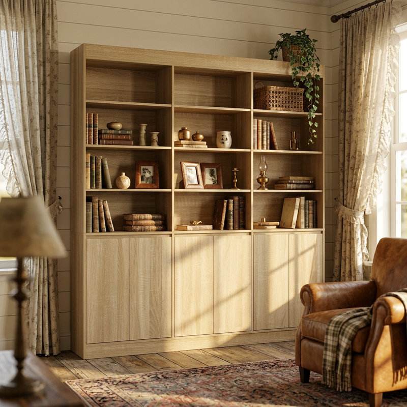 78.7" Tall Pantry Cabinet With Open Shelves & Closed Storage