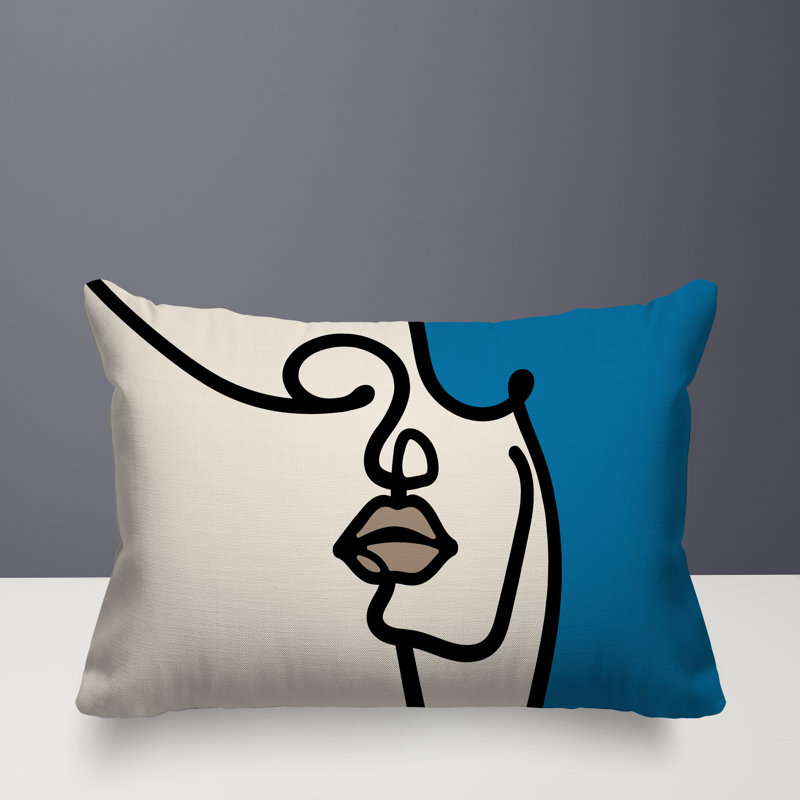 Coussin lombaire réversible intérieur / extérieur Jai Abstract, H 14 po x l 20 po, Turquoise