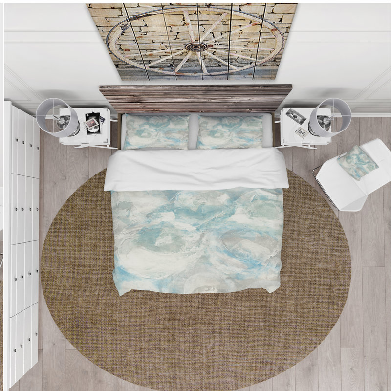 Pale Blue Shade III - Ensemble de housse de couette Modern Farmhouse - Microfibre de polyester