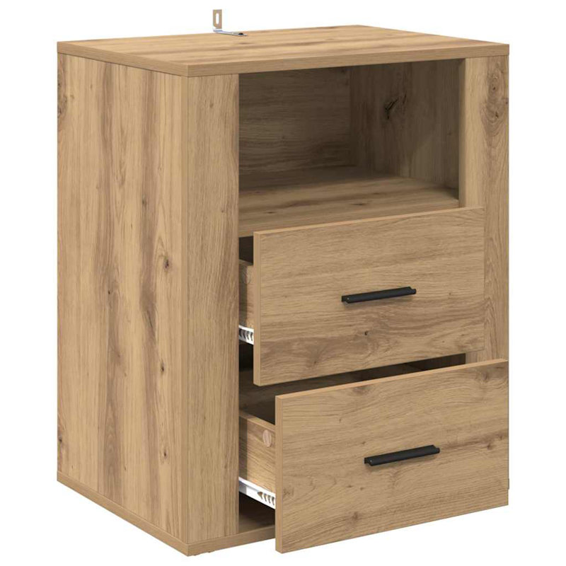 35cm W Manufactured Wood Bedside Table, Artisan Oak