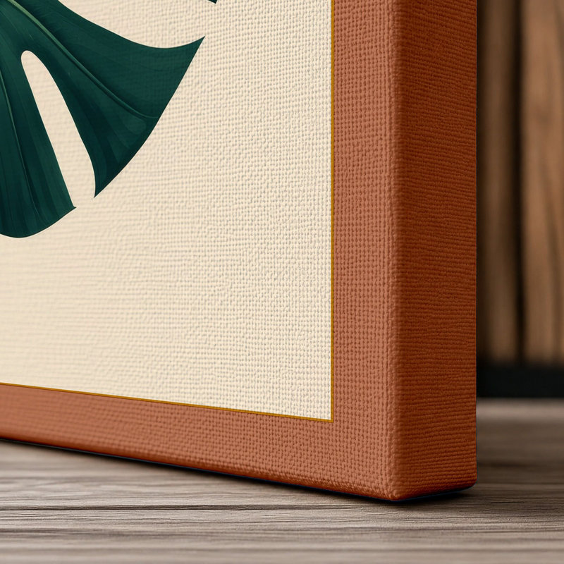 Monstera Leaf Study Botanical - Wrapped Canvas, 36x24 - 91.4 x 61.0 cm, Terracotta Border