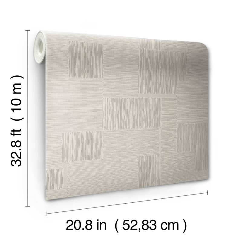 Geometric Metallic Wallpaper Roll, Gray
