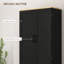 Freestanding Kitchen Pantry, 4-Door Kitchen Pantry Cabinet With Adjustable Shelves And Doors, Distressed Black-744358504