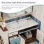 Meuble-lavabo mural Dopamine bicolore en bois d'hévéa massif avec lavabo en céramique intégré et armoire à miroir intelligent-1977828525