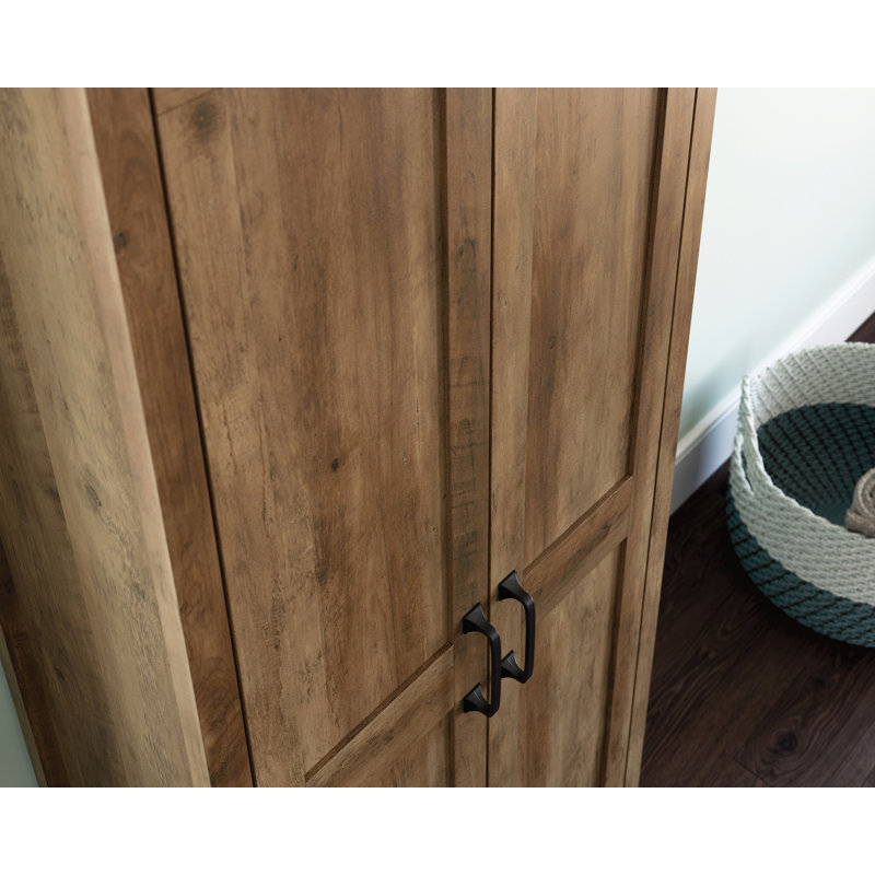 Tall Rustic Pine 2-Door Storage Cabinet with Adjustable Shelves