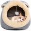 Lits pour chats pour chats d'intérieur, grande maison pour chat pliable avec grattoir et boule pelucheuse suspendue, cachette réversible pour chats pour animaux de compagnie, 16,5 x 16,5 x 13,2 pouces, bleu foncé
