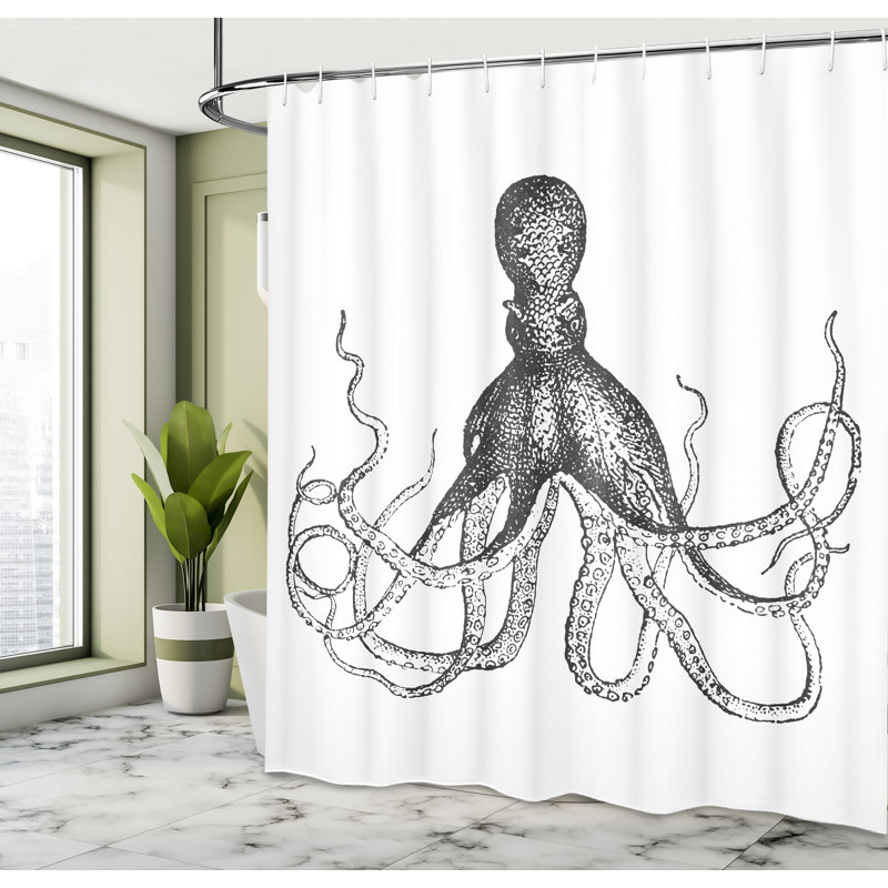 Shower Curtain with Hooks Included, 84" H x 69" W