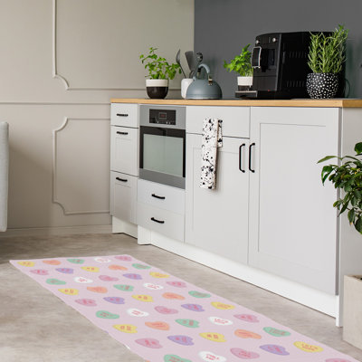Tapis rose/jaune/vert fait main