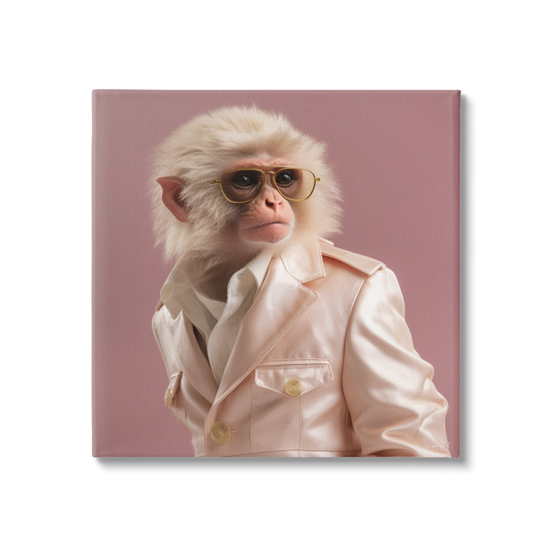 Portrait de singe à la mode par Roozbeh, H 24 po x l 24 po x P 1,5 po