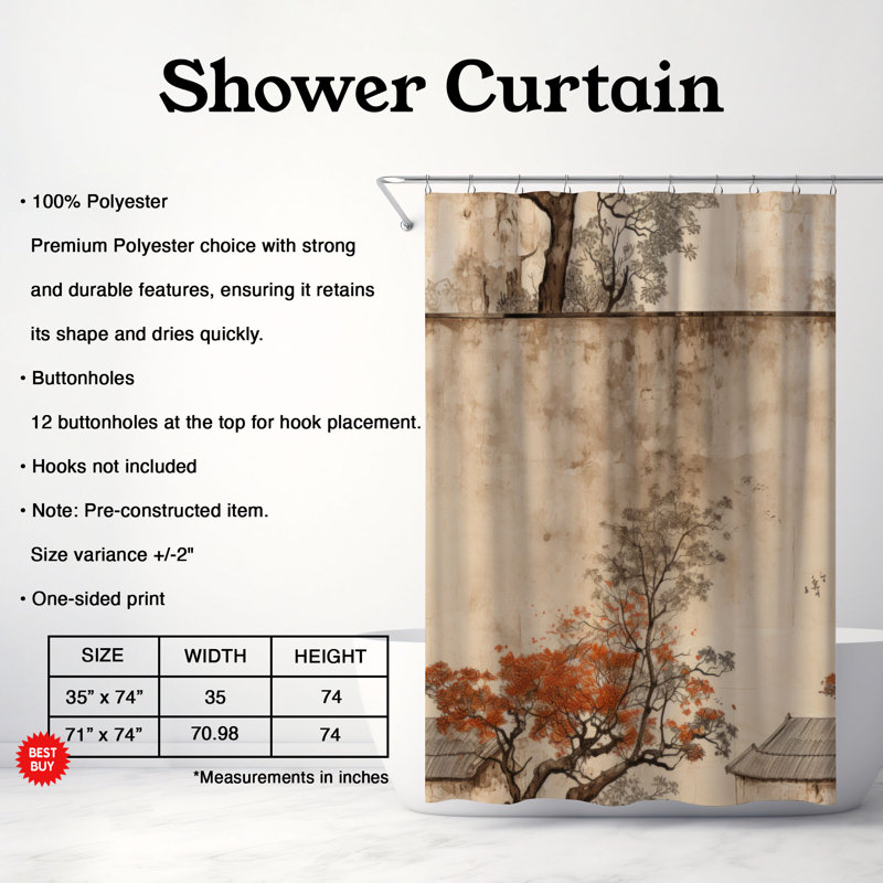 Rideau de douche Aged Wall - Premium, H 74 po x l 71 po