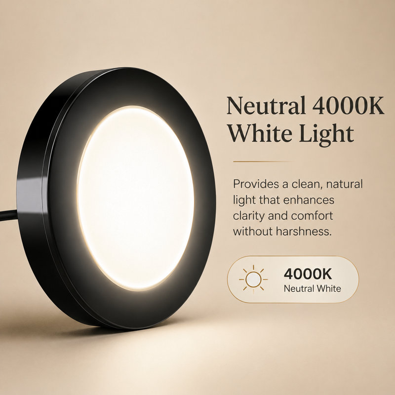 VST 6-Light Plug-In LED Puck Light Kit with Wired Touch Dimmer, 4000K Neutral White, Black