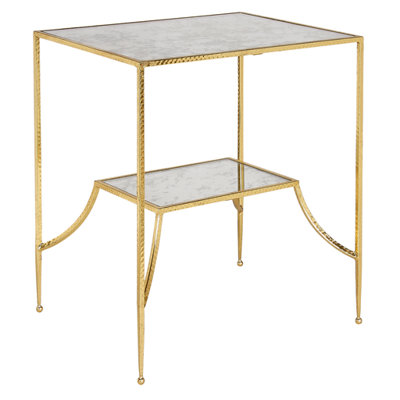 Lyon Glass Frame End Table with Storage