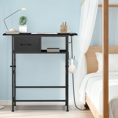 Meuble-lavabo noir avec station de charge et tiroir de rangement