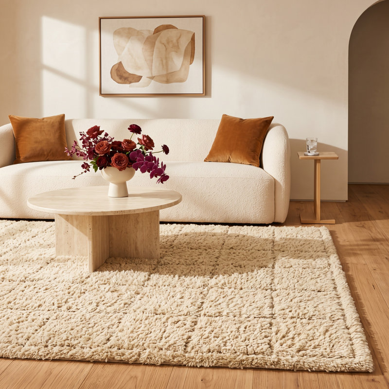 Anemone Grid Wool Shag Rug, Rectangle 8' x 10'