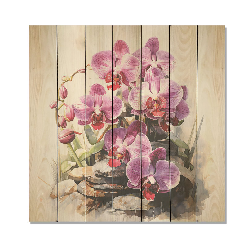 «Purple Orchid Beauty I» - impression d'orchidée sur bois, H 30 po x l 30 po